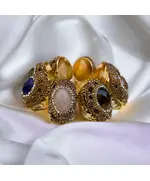Yomn Jewellery - Rings - Bulk - Artisanal Cut Brass - Gold 18k  and Gemstones - Tijarahub
