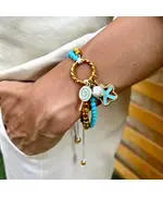 Blue Candy Bracelet for Men - Handmade Jewelry - B2B - Plated Egyptian Gold 18k with Gemstones - Model: Y.BB 0008 - Tijarahub