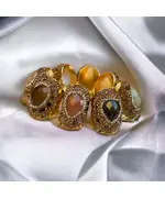 Yomn Jewellery - Rings - B2B - Made with Cut Brass - Gold 18k and Gemstones - Tijarahub