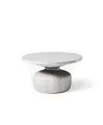 Durable Grey D Table - Handcrafted Polyester Stone Furniture - 75 x 50 cm - Shaheen Farouk Designs​ - TijaraHub