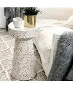 Terraazoo Side Table 38 x 70 cm - Handcrafted White Terrazzo Furniture Piece - Wholesale - Shaheen Farouk Designs - Tijarahub