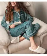 High Quality Genzary Buttoned Pajama - Wholesale Women Clothing - Women's Homewear - Cotton - Luxurious - Tijarahub