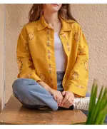 High Quality Mustard Embroidered Summer Jacket - Wholesale - Women's Clothing - Cotton and Linen - Stylish - Tijarahub