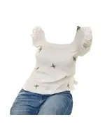 Stylish White Puff Sleeve Embroidered Top - Wholesale Women's Clothing - High Quality - Tijarahub