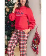 Stylish Red Puff Sleeve Pajama Set - Wholesale Women's Clothing - Cotton - High Quality - Tijarahub