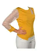 Stylish Mustard One Shoulder Top - Wholesale - Women's Clothes - Satin - Chic - Tijarahub