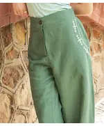 Stylish Olive Embroidered Pants - Wholesale - Women's Clothing - Cotton and Linen - Fashionable - Tijarahub