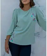 High Quality Mint Casual Embroidered Blouse - Buy in Bulk - Women's Clothes - Stylish - Tijarahub