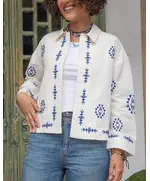 High Quality White Embroidered Summer Jacket - Wholesale - Women's Clothing - Cotton and Linen - Stylish - Tijarahub