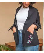 High Quality Black Casual Embroidered Kimono - Wholesale Clothing - Women's Clothes - Stylish - Tijarahub