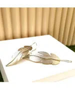 Silver Feather Earrings - Handmade Jewelry - B2B - Plated Egyptian Silver 18k - Model: Y.E 0040 ​- TijaraHub