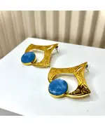 Yomn Jewellery - Earings - B2B Platform - Golden Elegance - Blue Stone Earrings - TijaraHub