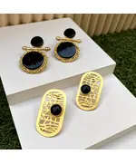 Yomn Jewellery - Earings - B2B Platform - Gold Plated Earrings With Onex Stone  - TijaraHub