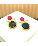 Yomn Jewellery - Earings - B2B Platform - Twisted Gold and Stone - Handcrafted Earrings - TijaraHub