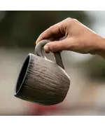 Matte Brown and Black Pottery Volcano Mug 230 ml - Wholesale - Handmade - Homasutra - Tijarahub