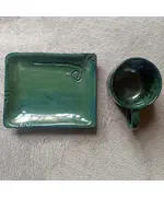 Green Pottery Breakfast Set - B2B - Handmade - Homasutra - Tijarahub