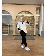White Black Extension Training Suit - Wholesale - Women Clothing - Nora Scarf - Tijarahub