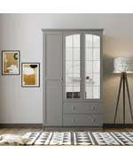 Zenio Side Rose 3 Door 2 Drawer Mirrored Anthracite Wardrobe – Bulk – Turkish Furniture – Zenio Mobilya. TijaraHub!