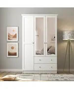 Zenio Side 3 Door 2 Drawer Mirrored White Wardrobe – Bulk – Turkish Furniture – Zenio Mobilya. TijaraHub!