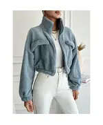 Crop Knitting Wellsoft Jacket With Front Button And Pocket - Wholesale - Blue - DEMA
TijaraHub
