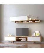 Zenio Rose TV Unit with Wall Shelf and Cabinet 170 cm - Oak & White - B2B – Turkish Furniture – Zenio Mobilya​​​ - TijaraHub