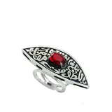 red Women Silver Ring