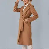 Coat with Belt and Arm Button - Women's Wear - Turkey Fashion