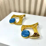 Yomn Jewellery - Earings - B2B Platform - Golden Elegance - Blue Stone Earrings - TijaraHub