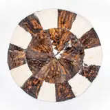 Round White Segments Furry Leather Rug 100 x 100 cm - B2B - Handmade - Fowacrafts - Tijarahub