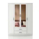 Henna 4 Doors 2 Drawers Wardrobe 50 x 140 x 210 cm - Wholesale - White - Sunroyal Concept TijaraHub