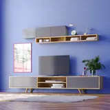 Zenio Rose TV Unit with Wall Shelf and Cabinet 170 cm - Oak & Anthracite - B2B – Turkish Furniture – Zenio Mobilya​​ - TijaraHub