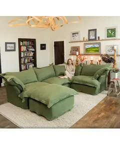 Manzzelli - Nevel sofa L shape - Red beech Wood - W307 x 190 x D95 x H77 cm Tijarahub