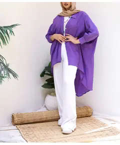 High - Low Oversized Shirt - For Women - Material Linen - SK Shop