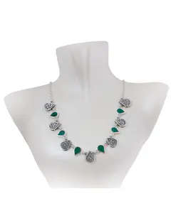 Green Women Necklace Silver