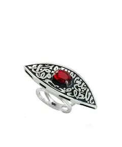 red Women Silver Ring