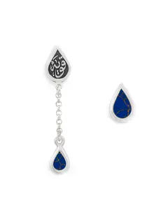 blue women Silver Earring