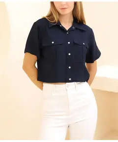 Smart Crop Shirt - Women's Wear - Cotton