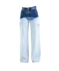 Women Trousers Jeans - Ripped and Double Colored - 100% Cotton tijarahub