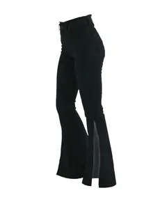 Women Trousers Jeans- Black Slit Cut Jeans