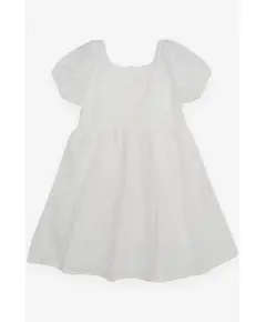 FemCasual - فستان أبيض مطرز - بأكمام قصيرة - ملابس بناتي أطفال - تجارة هب