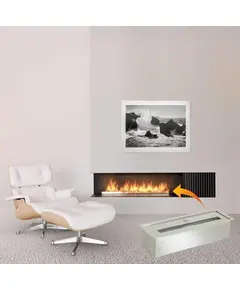 BIO Ethanol Fireplace - 64 x 18 x 9 cm Silver