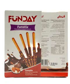 Fun Stix Milk Chocolate Sticks - 36 gm - Extra Flavor Coated Biscuits Almonds