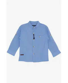 Blue Crested and Buttoned Shirt - Kids' Wear - Cotton