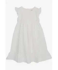 Dress White with Embroidered Ruffles and Zipper on The Back- 100% Cotton - for Baby Girl - FemCasual