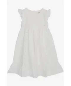 Dress  White with Embroidered Ruffles and Zipper on The Back- 100% Cotton - for Baby Girl - FemCasual