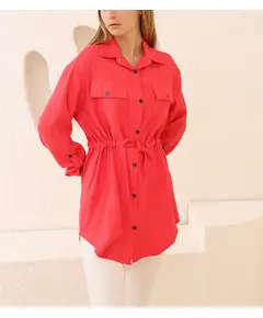 Front Pocket Ribbon Detailed Shirt - Women's Wear - Cotton