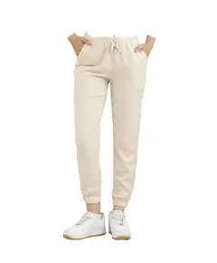 Elasticated Leg Trousers - Women's Wear - Polyester & Cotton - Beige