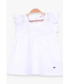 Ruffled Sleeve T-Shirt w/ Back Buttons - Baby Girls' Wear - Cotton & Lycra