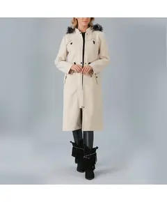 Coat with Feather Hood - Women's Wear - Turkey Fashion