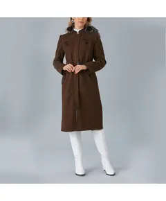 Coat with Feather Hood - Women's Wear - Turkey Fashion